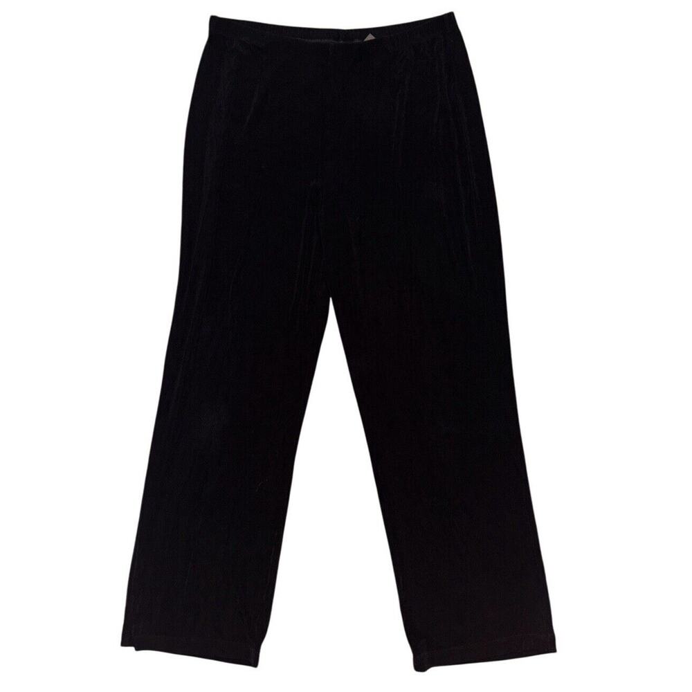 Chico’s Travelers Wide Leg Pants Size 2 Reg US L Black Slinky Pull On Stretch